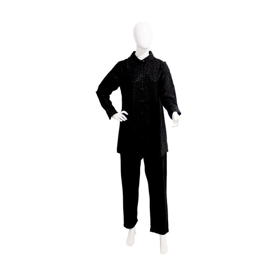 EKRUTEX LEAF PATTERN SUIT | BLACK | SMALL