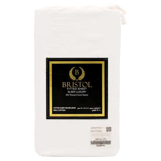 300TC TWIN FITTED SHEET | 120X200 | BLEACHED WHITE