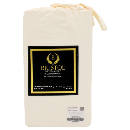 300TC SINGLE FITTED SHEET | 90X190 | DYED IVORY