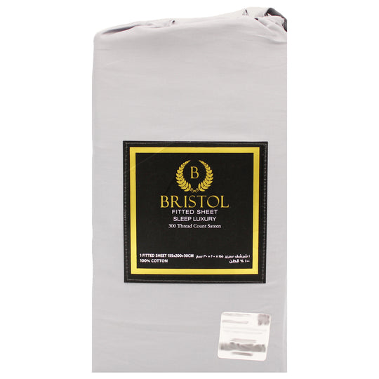 300TC DOUBLE FITTED SHEET | 155X200 | DYED SILVER