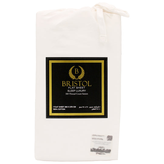 300TC KING FLAT SHEET | 260X270 | BLEACHED WHITE