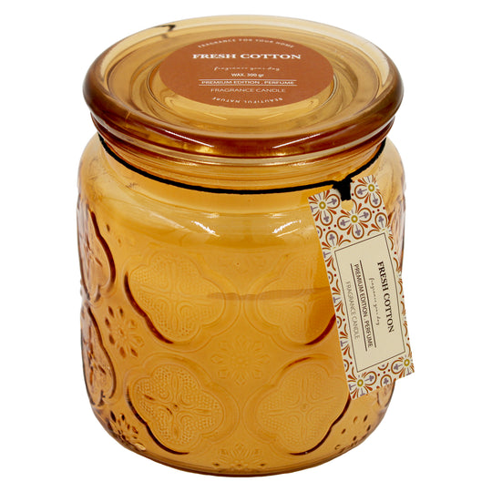 CANDLE WAX SCENTED GLASS LID AV/FC/POM ORANGE