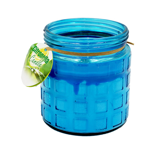 CANDLE CITRONELLA GLASS JAR - BLUE