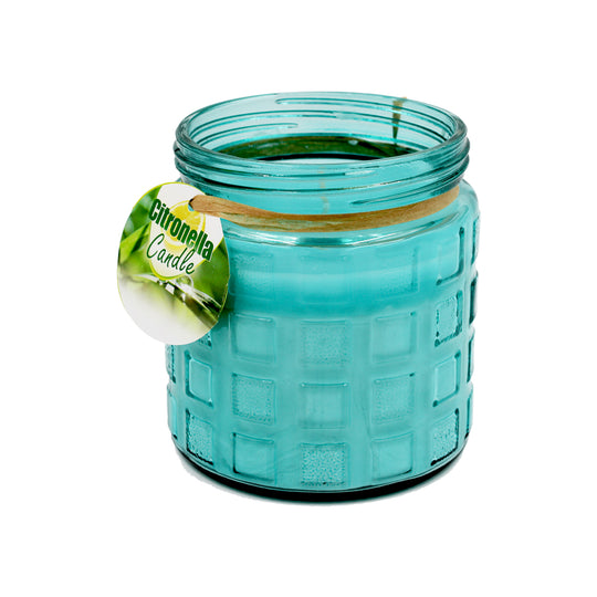 CANDLE CITRONELLA GLASS JAR - BLUE