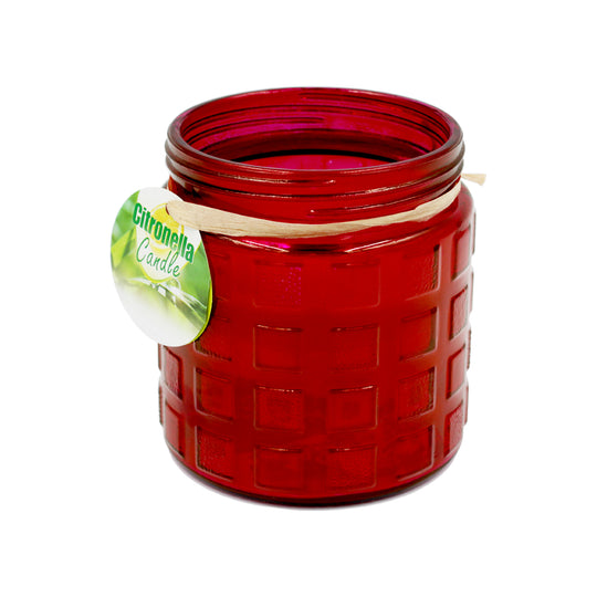CANDLE CITRONELLA GLASS JAR - RED