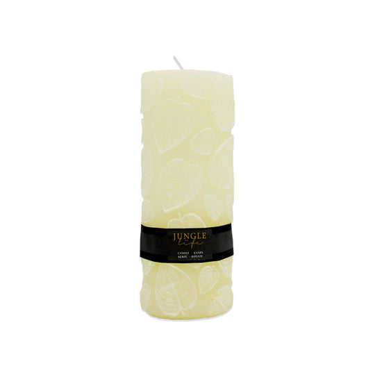 CANDLE PILLAR LEAF-IVORY