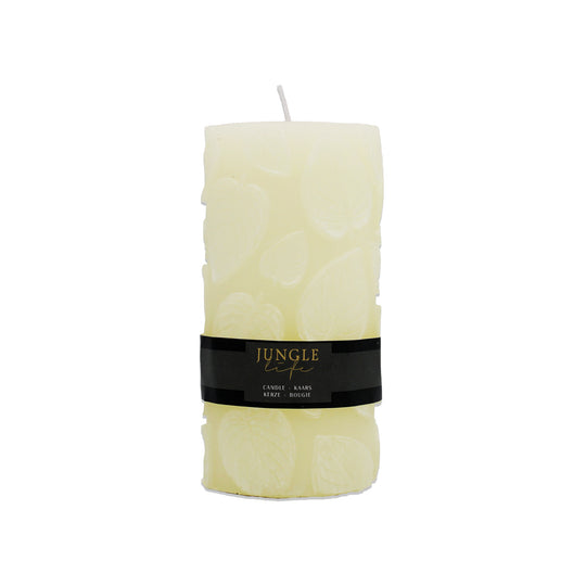 CANDLE PILLAR LEAF - IVORY
