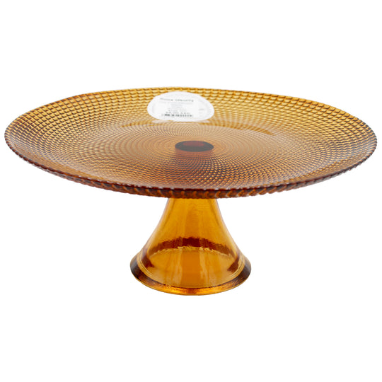 CAKE STAND EMBOSSED DESIGN AMBER