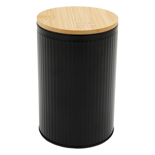 CANISTER TIN BAMBOO LID - BLACK