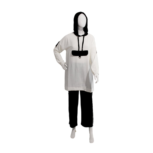 EKRUTEX EMBROIDERED SUIT | WHITE & BLACK | SMALL