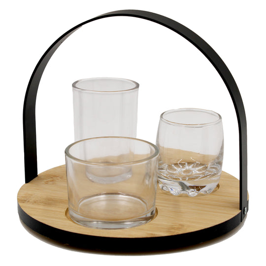 SERVING SET BAMBOO + PORCELAIN ROUND