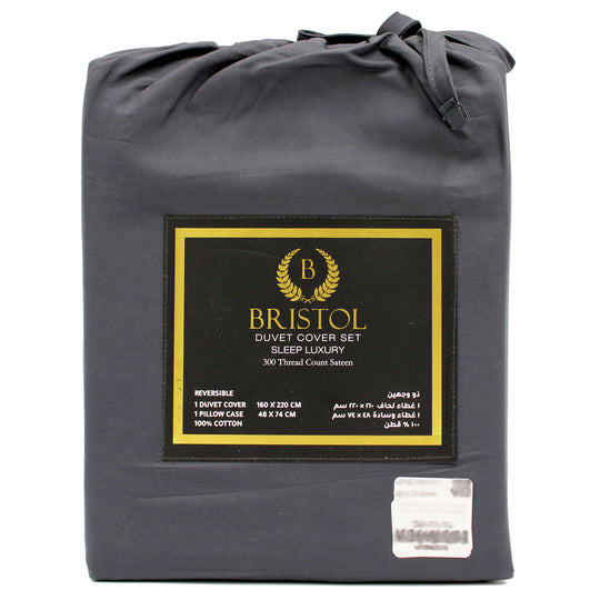 300TC SINGLE DUVET COVER | 160X220 | DYED CHARCOAL