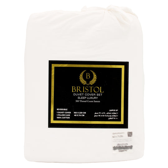 300TC SINGLE DUVET COVER | 160X220 | BLEACHED WHITE