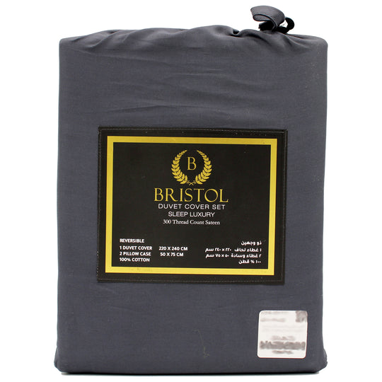 300TC DOUBLE DUVET COVER | 220X240 | DYED CHARCOAL