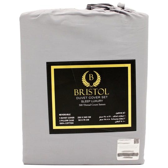 300TC DOUBLE DUVET COVER | 220X240 | DYED SILVER