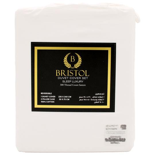 300TC DOUBLE DUVET COVER | 220X240 | BLEACHED WHITE