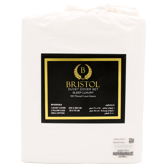 300TC KING DUVET COVER | 240X260 | BLEACHED WHITE