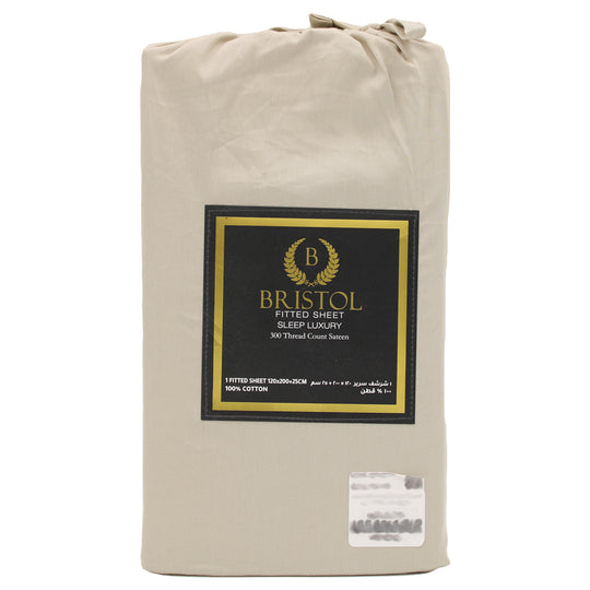 300TC TWIN FITTED SHEET | 120X200 | DYED BEIGE