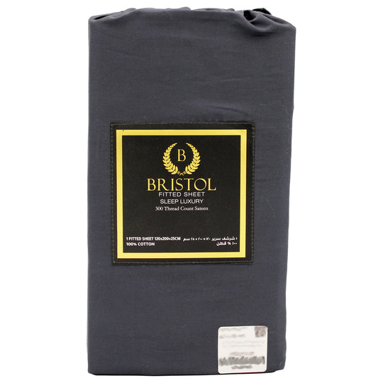 300TC TWIN FITTED SHEET | 120X200 | DYED CHARCOAL