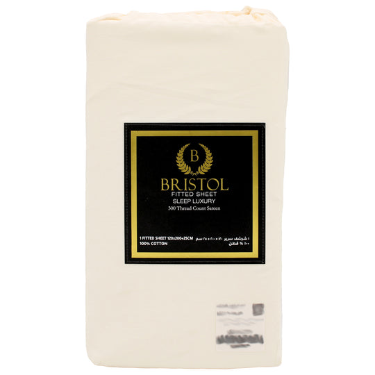 300TC TWIN FITTED SHEET | 120X200 | DYED IVORY
