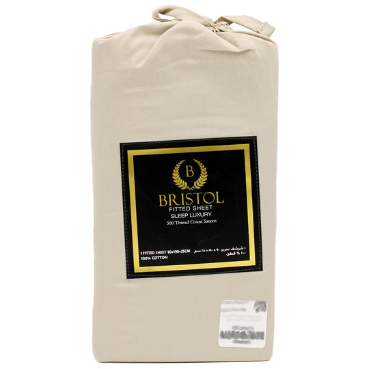 300TC SINGLE FITTED SHEET | 90X190 | DYED BEIGE