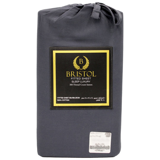 300TC SINGLE FITTED SHEET | 90X190 | DYED CHARCOAL