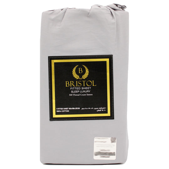 300TC SINGLE FITTED SHEET | 90X190 | DYED SILVER