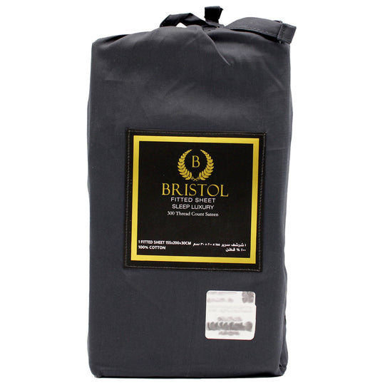 300TC DOUBLE FITTED SHEET | 155X200 | DYED CHARCOAL