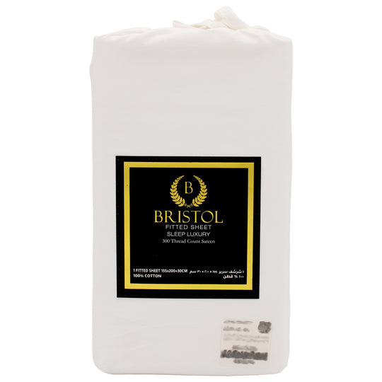 300TC DOUBLE FITTED SHEET | 155X200 | BLEACHED WHITE