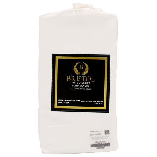 300TC KING FITTED SHEET | 180X210 | BLEACHED WHITE