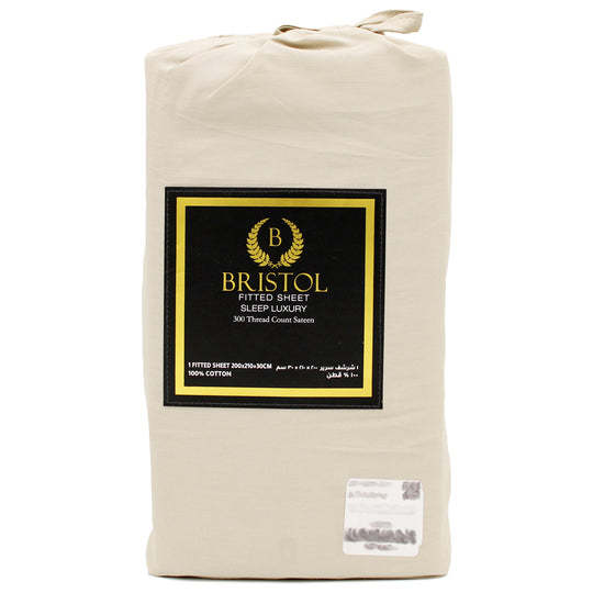 300TC SUPER KING FITTED SHEET | 200X210 | DYED BEIGE