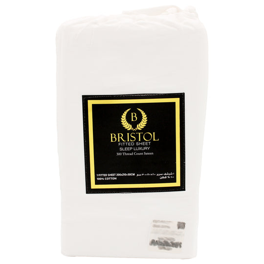300TC SUPER KING FITTED SHEET | 200X210 | BLEACHED WHITE