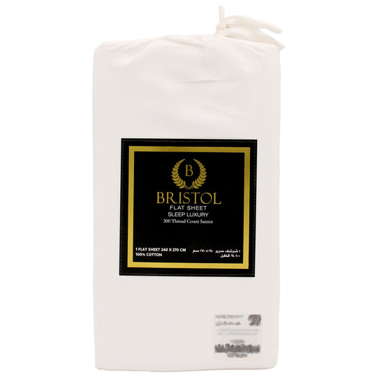 300TC DOUBLE FLAT SHEET | 240X270 | BLEACHED WHITE