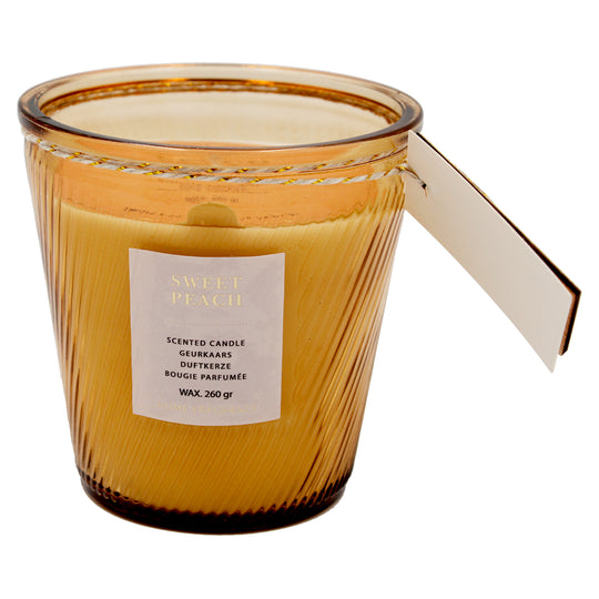 CANDLE SCENTED GLASS AMS/FL/PSD GREEN - SWEET PEACH