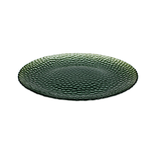 GLASS EMBOSSED HONEYCOMB 28CM - GREEN