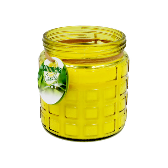 CANDLE CITRONELLA GLASS JAR - YELLOW