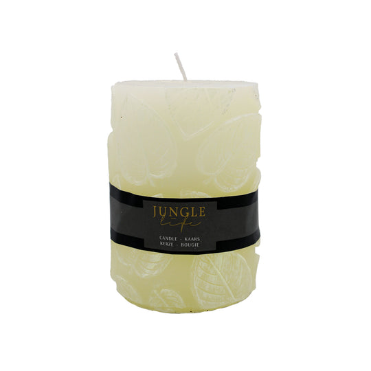 CANDLE PILLAR LEAF | 7X7X10CM | IVORY