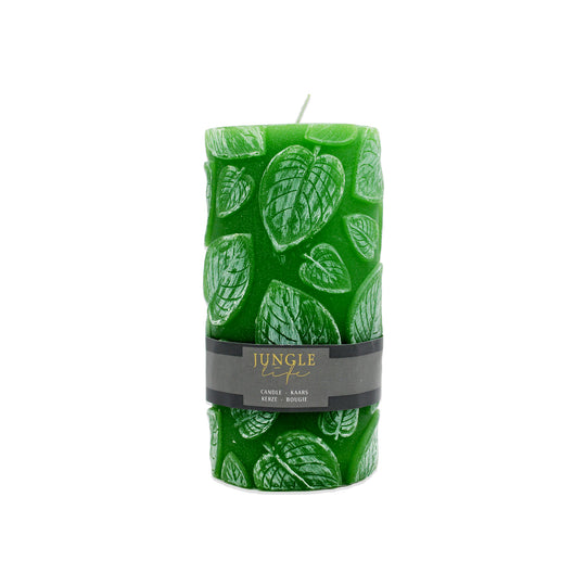 CANDLE PILLAR LEAF - DARK GREEN