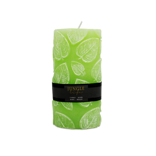 CANDLE PILLAR LEAF - LIGHT GREEN