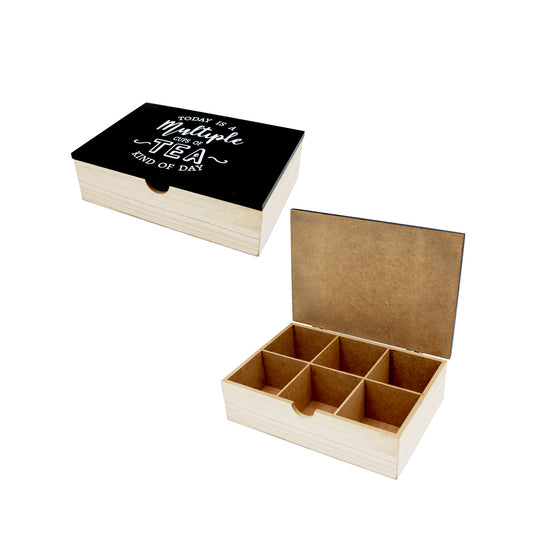 BOX TEA 6 COMPARTMENTS | 24X16.5X7CM | BLACK