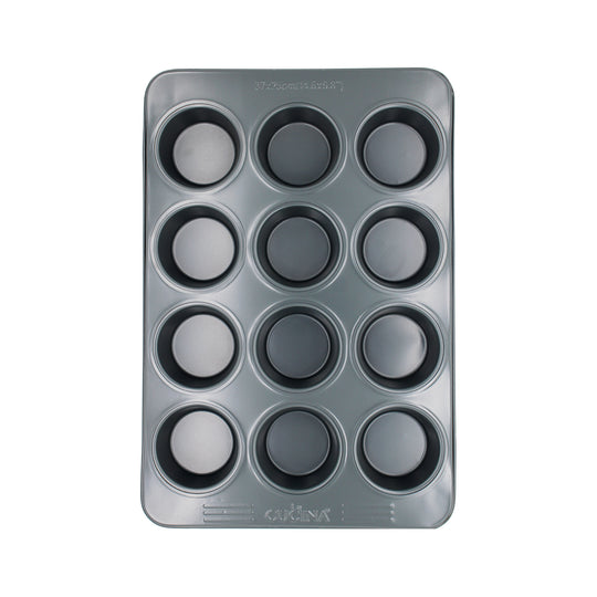 PAN MUFFIN 12PC LA CUCINA | 372X252X30MM | GREY